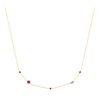 Sterling Silver Geometric Diamond Pigeon Blood Zircon Necklace For Women
