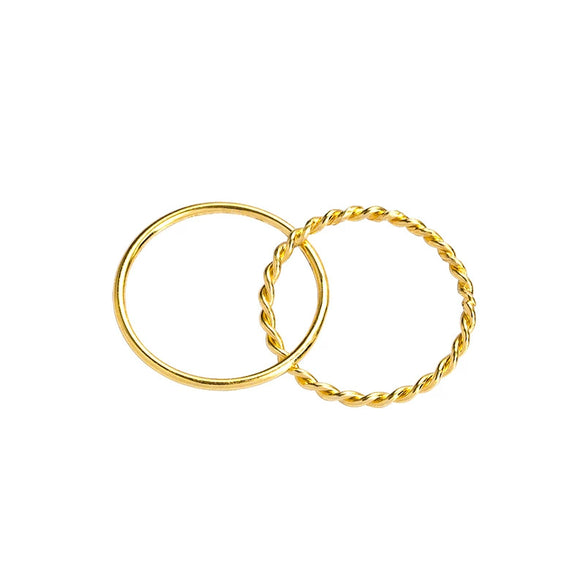 925 Sterling Silver Geometric Double Band Twist Ring With Electroplated Finish Unisex Artistic Handmade Style