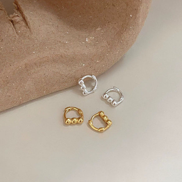 925 Sterling Silver Geometric Earrings With Electroplating Treatment And Letters Numbers Text Pattern