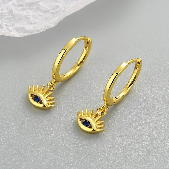 925 Sterling Silver Geometric Evil Eye Earrings For Women With Electroplated Fashion Design