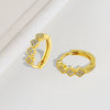 925 Sterling Silver Geometric Four Leaf Clover Zircon Ear Buckle Earrings For Women Simple Electroplated Style