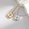 925 Sterling Silver Geometric Heart Pendant Clavicle Necklace With White Mother Of Pearl Electroplated Cross Chain