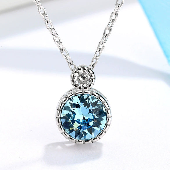 Sterling Silver Geometric Heart Pendant Necklace With Crystal Inlay Cross Chain Electroplated Clavicle Necklace For Women Trendy Fashion Jewelry