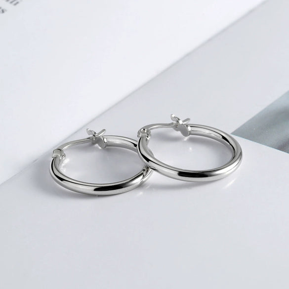 Sterling Silver 925 Geometric Hollow Ring Circle Earring With Electroplating