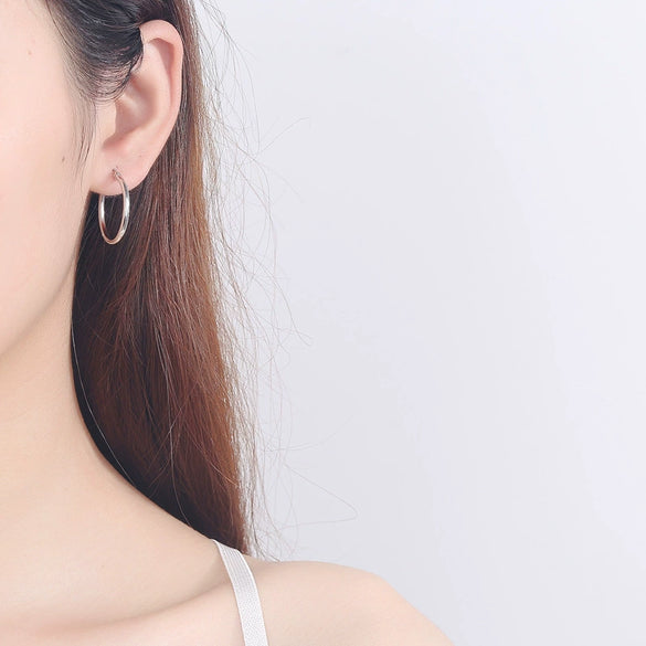 Sterling Silver 925 Geometric Hollow Ring Circle Earring With Electroplating