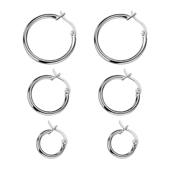 Sterling Silver 925 Geometric Hollow Ring Circle Earring With Electroplating