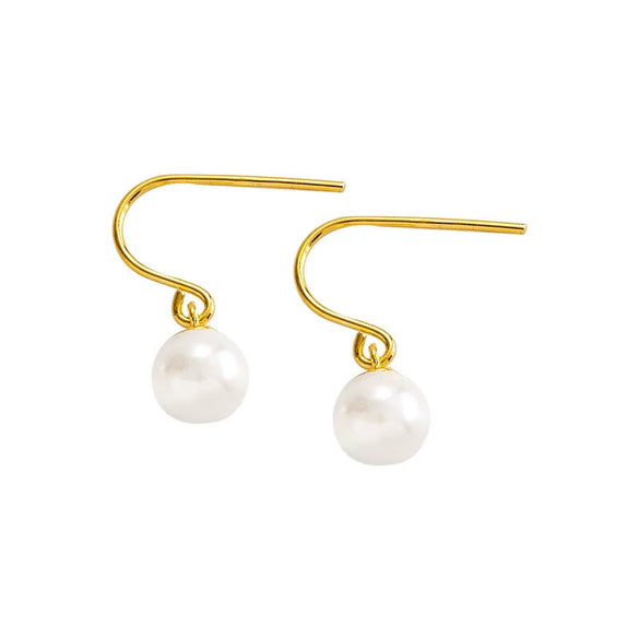 Sterling Silver Geometric Imitation Pearl Hook Earrings For Women Vintageinspired Elegant Jewelry With A Refined Design