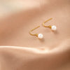 Sterling Silver Geometric Imitation Pearl Hook Earrings For Women Vintageinspired Elegant Jewelry With A Refined Design