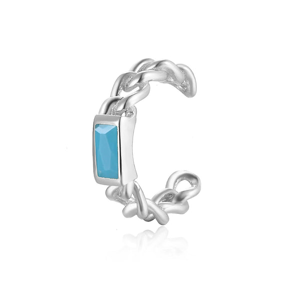 Sterling Silver Geometric Inlaid Zircon Ear Clip For Women