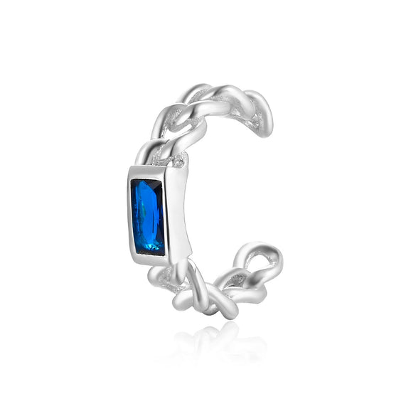 Sterling Silver Geometric Inlaid Zircon Ear Clip For Women