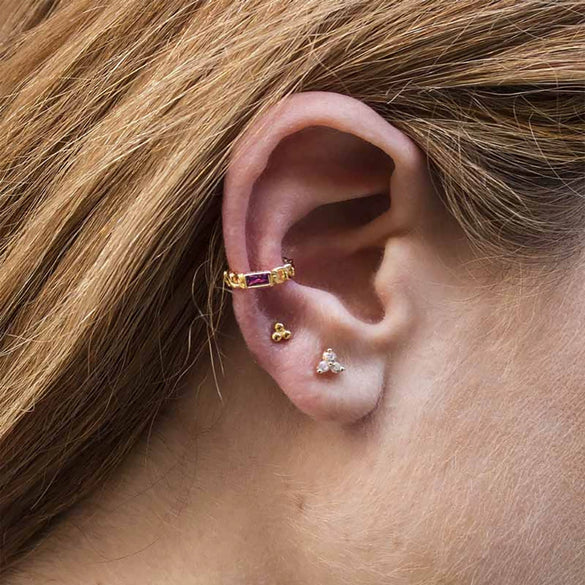 Sterling Silver Geometric Inlaid Zircon Ear Clip For Women