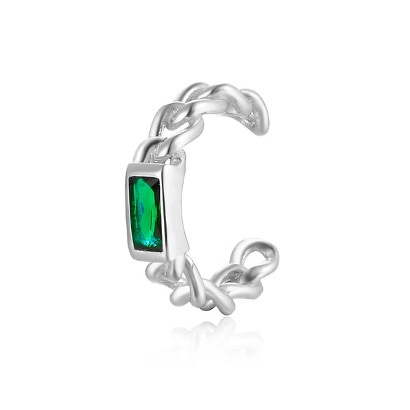 Sterling Silver Geometric Inlaid Zircon Ear Clip For Women