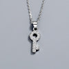925 Sterling Silver Geometric Key Lock Pendant Necklace With Crystal And Gem Inlay Electroplated Retro Fashion Couple Jewelry