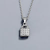 925 Sterling Silver Geometric Key Lock Pendant Necklace With Crystal And Gem Inlay Electroplated Retro Fashion Couple Jewelry