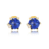 Sterling Silver 925 Geometric Lapis Laurel Bead Sixclaw Set With Precious Stones Women's Earrings