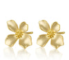925 Sterling Silver Geometric Light Luxury Style Frosted Flower Petal Electroplated Earrings For Women