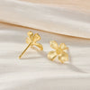 925 Sterling Silver Geometric Light Luxury Style Frosted Flower Petal Electroplated Earrings For Women