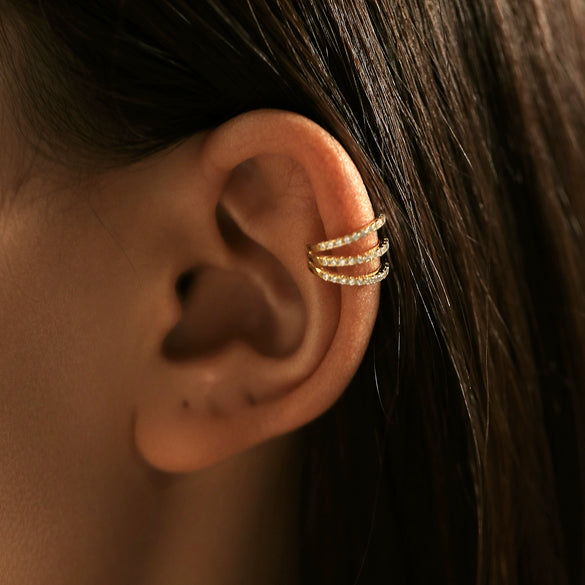 925 Sterling Silver Geometric Line Ear Clip Earrings For Women With Micro Inlay Niche Design