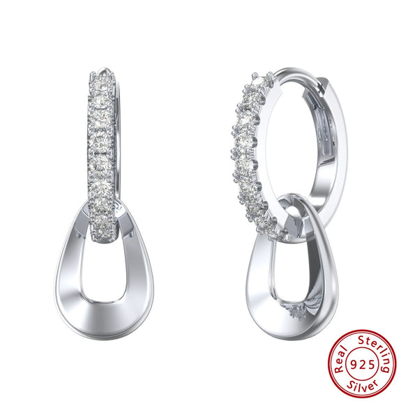 925 Sterling Silver Geometric Long Pendant Earrings With Heart Shape Flower Cartoon Characters Wave Star Shape Animal Zodiac Letters Numbers Text Patterns