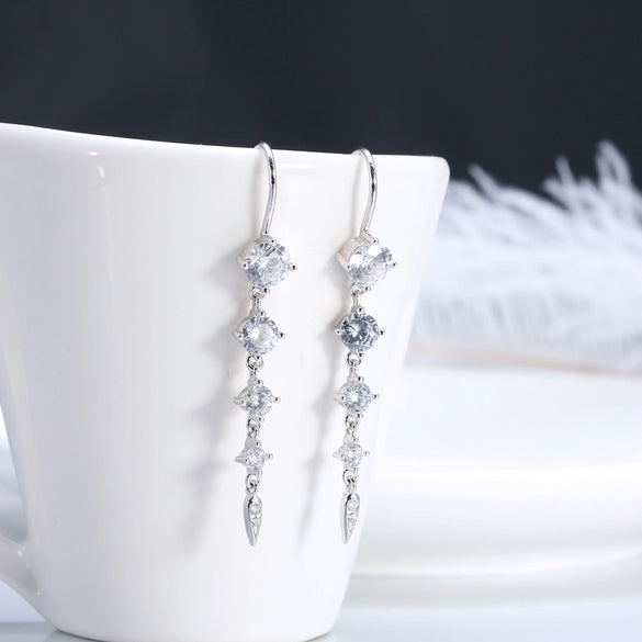 925 Sterling Silver Geometric Long Pendant Earrings With Heart Shape Flower Cartoon Characters Wave Star Shape Animal Zodiac Letters Numbers Text Patterns