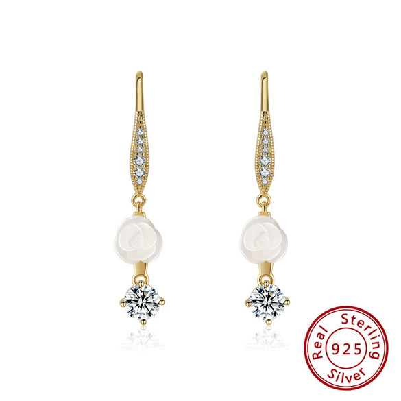 925 Sterling Silver Geometric Long Pendant Earrings With Heart Shape Flower Cartoon Characters Wave Star Shape Animal Zodiac Letters Numbers Text Patterns