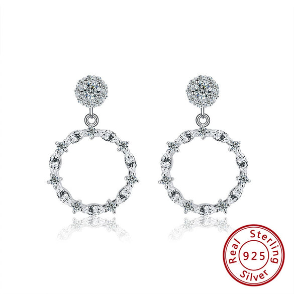 925 Sterling Silver Geometric Long Pendant Earrings With Heart Shape Flower Cartoon Characters Wave Star Shape Animal Zodiac Letters Numbers Text Patterns