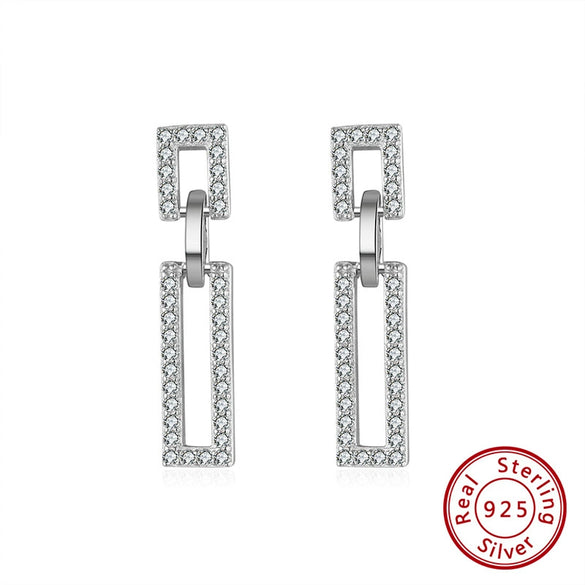 925 Sterling Silver Geometric Long Pendant Earrings With Heart Shape Flower Cartoon Characters Wave Star Shape Animal Zodiac Letters Numbers Text Patterns