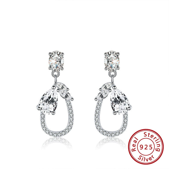 925 Sterling Silver Geometric Long Pendant Earrings With Heart Shape Flower Cartoon Characters Wave Star Shape Animal Zodiac Letters Numbers Text Patterns