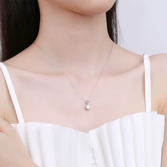 925 Sterling Silver Geometric Moissanite Pendant Necklace For Women With Six Prong Setting Electroplated Cross Chain Minimalist Style