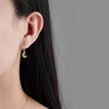 925 Sterling Silver Geometric Moon And Hollow Star Earrings For Women With Electroplated Light Luxury Metal Style