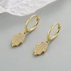 925 Sterling Silver Geometric Palm Drop Earrings With Gold Tone Electroplated Finish And Diamond Accent Ear Buckle Style
