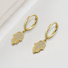 925 Sterling Silver Geometric Palm Drop Earrings With Gold Tone Electroplated Finish And Diamond Accent Ear Buckle Style