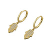 925 Sterling Silver Geometric Palm Drop Earrings With Gold Tone Electroplated Finish And Diamond Accent Ear Buckle Style