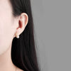 925 Sterling Silver Geometric Pearl Bead Earrings With Electroplated Sprout Design For Women
