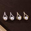 925 Sterling Silver Geometric Pearl Earrings For Women Electroplated Minimalist Elegant Jewelry