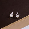 925 Sterling Silver Geometric Pearl Earrings For Women Electroplated Minimalist Elegant Jewelry