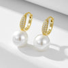 Sterling Silver Geometric Pearl Inlaid Women's Earrings