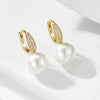 Sterling Silver Geometric Pearl Inlaid Women's Earrings