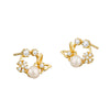 925 Sterling Silver Geometric Pearl Stud Earrings For Women Elegant Electroplated Versatile Jewelry