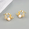 925 Sterling Silver Geometric Pearl Stud Earrings For Women Elegant Electroplated Versatile Jewelry
