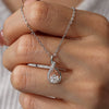 Sterling Silver Geometric Pendant Moissanite Necklace With Gold Plated Cross Chain And Diamond Setting