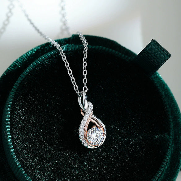 Sterling Silver Geometric Pendant Moissanite Necklace With Gold Plated Cross Chain And Diamond Setting