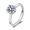 925 Sterling Silver Geometric Petal Four Claw Moissanite Ring For Women Electroplated Open Adjustable Band