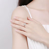 925 Sterling Silver Geometric Petal Four Claw Moissanite Ring For Women Electroplated Open Adjustable Band