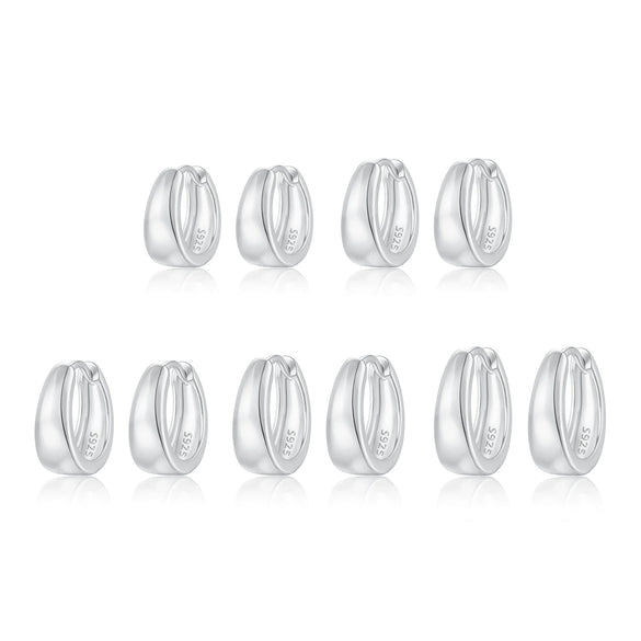 925 Sterling Silver Geometric Plain Hoop Earrings With Electroplating Design