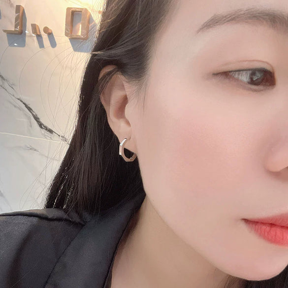 925 Sterling Silver Geometric Polygon Ear Clips For Women Minimal Elegant Electroplated Ear Buckle