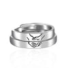 Sterling Silver Geometric Retro Adjustable Open Couple Rings Simple Plain Band Pair For Men And Women