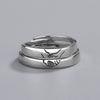 Sterling Silver Geometric Retro Adjustable Open Couple Rings Simple Plain Band Pair For Men And Women