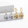 Sterling Silver Geometric Retro Colored Stone Ear Buckle Eardrop With Electroplating For Women