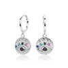 Sterling Silver Geometric Retro Colored Stone Ear Buckle Eardrop With Electroplating For Women